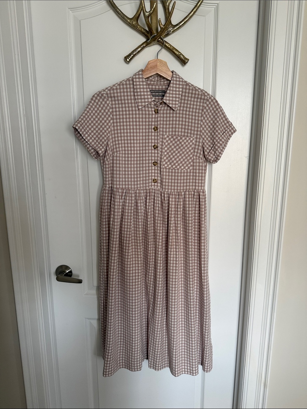Urban Outfitters Gingham Button-Front Midi Dress